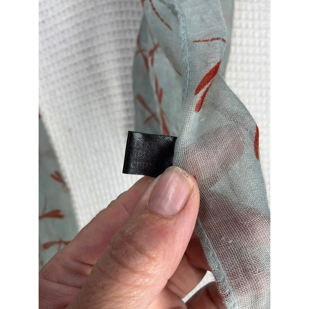 Cottagecore Womens Unbranded Dragonfly Print Scarf OS Sage Green Red